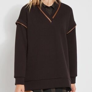 Lyssé Womens Ribbed Knit Convertible Sweatshirt